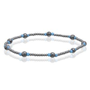 Turquoise Magnetic Hematite Anklet, Beaded Gemstone Anklet Stretchable